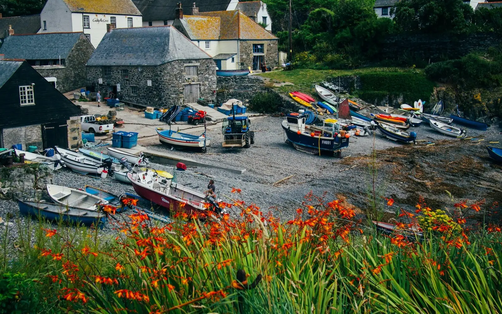 Fishing boats pulled up on the slipway below the Old Town